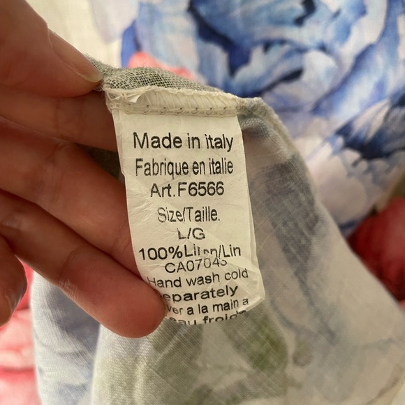 Lungo L’Arno 100% Linen Peony Floral Dress L Sleeveless Made in Italy - Picture 4 of 7